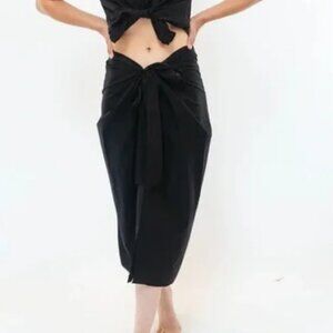 NWT Womens Stark X Black (Item- 608) Faux Wrap Adela Midi Skirt XL